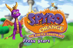 Spyro Orange The Cortex Conspiracy title screen for GameBoy Advance